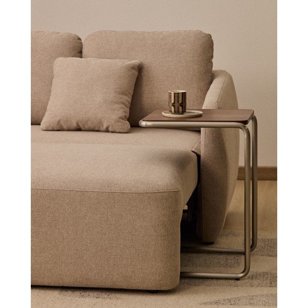 Bēšs salokāms dīvāns no šenila auduma 218 cm Laira – Kave Home-image-4