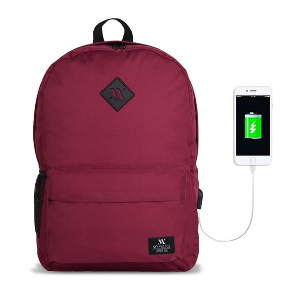 Bordo sarkana mugursoma ar USB portu My Valice SPECTA Smart Bag-image-1