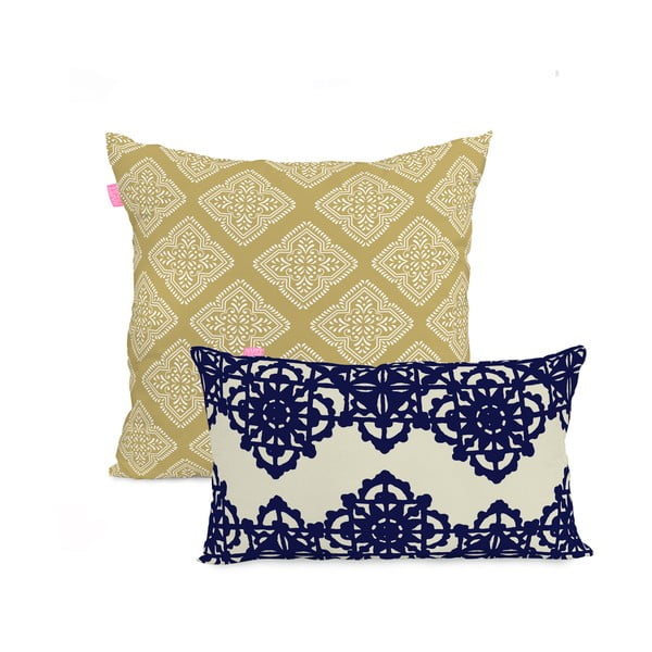 2 kokvilnas spilvendrānu komplekts Happy Friday Izšūšana