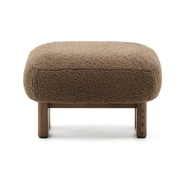 Brūns kāju soliņš no buklē auduma Nema – Kave Home