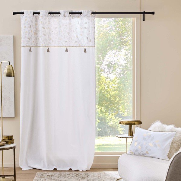 Balts aizkars no kokvilnas maisījuma 140x240 cm Duchesse – douceur d'intérieur-image-1