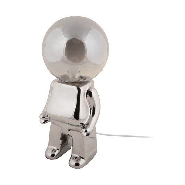 Sudraba krāsas LED galda lampa ar regulējamu spilgtumu ar stikla abažūru (augstums 27 cm) Ross – Leitmotiv