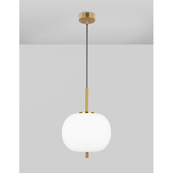 Balta/misiņa krāsas stikla piekaramā lampa ø 30 cm Lato – Nova Luce-image-1