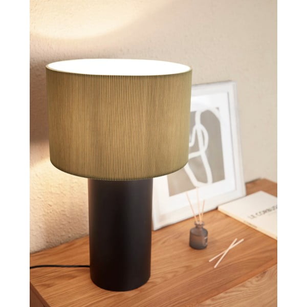 Melna/pelēka galda lampa ar metāla abažūru (augstums 50 cm) Domicina – Kave Home-image-2