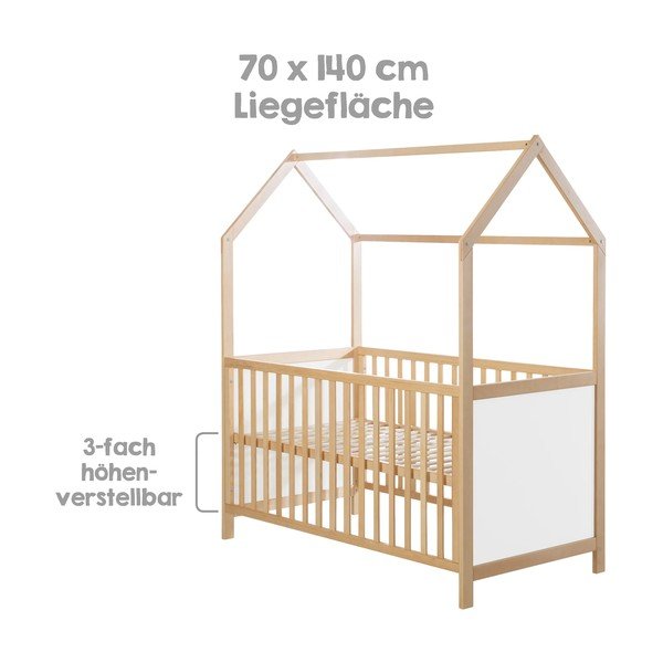 Balta/dabīga toņa bērnu gultiņa 70x140 cm – Roba-image-3