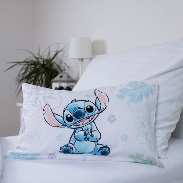 Balta kokvilnas bērnu gultas veļa 100x135 cm Lilo and Stitch "Ohana White" – Jerry Fabrics-image-3