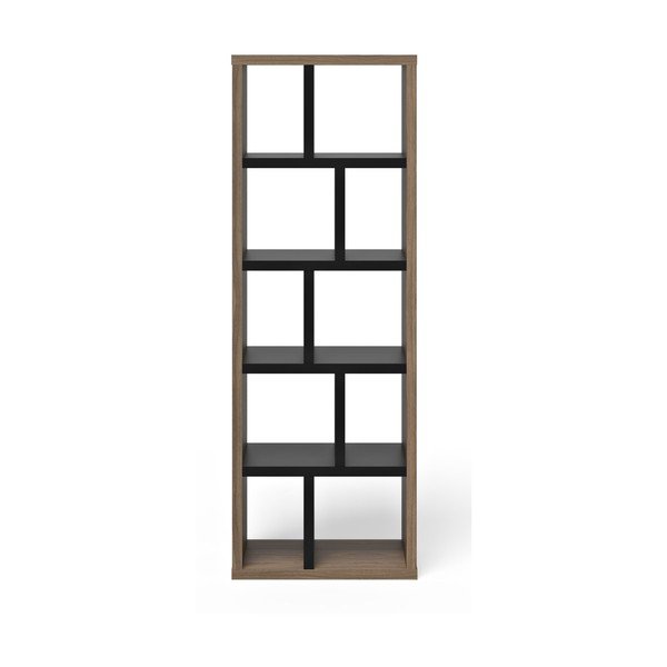Melns/brūns grāmatplaukts ar riekstkoka imitāciju 70x198 cm Berlin – TemaHome