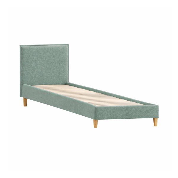 Zaļa polsterēta vienvietīga gulta ar redelēm 90x200 cm Tina – Ropez