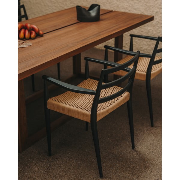 Dabīga toņa tīkkoka masīvkoka ēdamgalds 100x220 cm Sashi – Kave Home-image-2