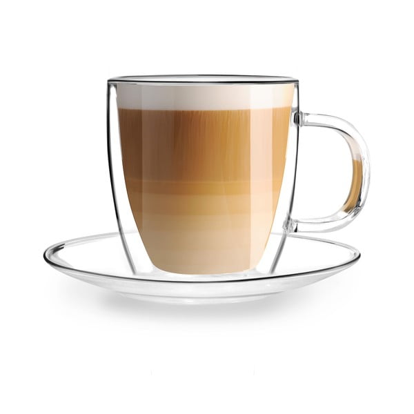 Dubultsienu stikla tasītes ar apakštasīti (2 gab.) Vialli Design, 250 ml-image-3