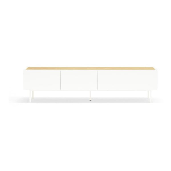 Balts/dabīga toņa TV galdiņš ar ozolkoka imitāciju 180x45 cm Arista – Teulat