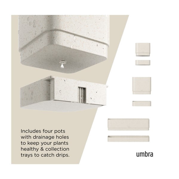 Plastmasas piekarināmi un pie sienas liekami puķu podi garšaugiem (4 gab.) Cubiko – Umbra-image-3