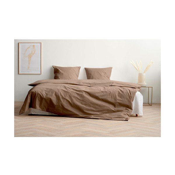 Brūna divguļamā gultas veļa no kokvilnas perkala 200x220 cm Crisp – Södahl-image-3