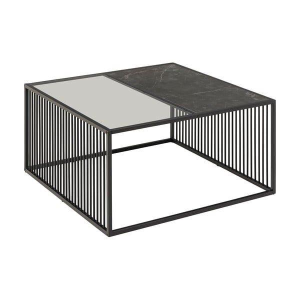 Melns žurnālgaldiņš ar stikla galda virsmu 80x80 cm Strington – Actona-image-4