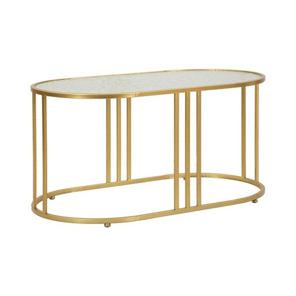 Balts/zelta krāsas žurnālgaldiņš ar stikla galda virsmu 50x90 cm Antalia – Mauro Ferretti