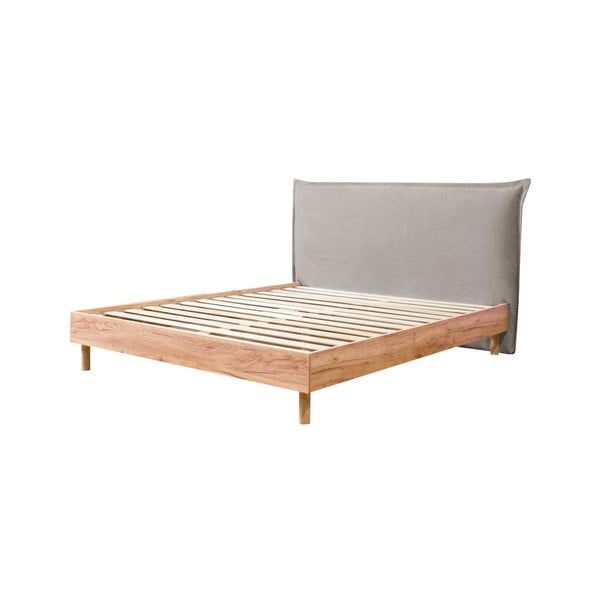 Gaiši pelēka/dabīga toņa divvietīga gulta ar redelēm 160x200 cm Charlie – Bobochic Paris