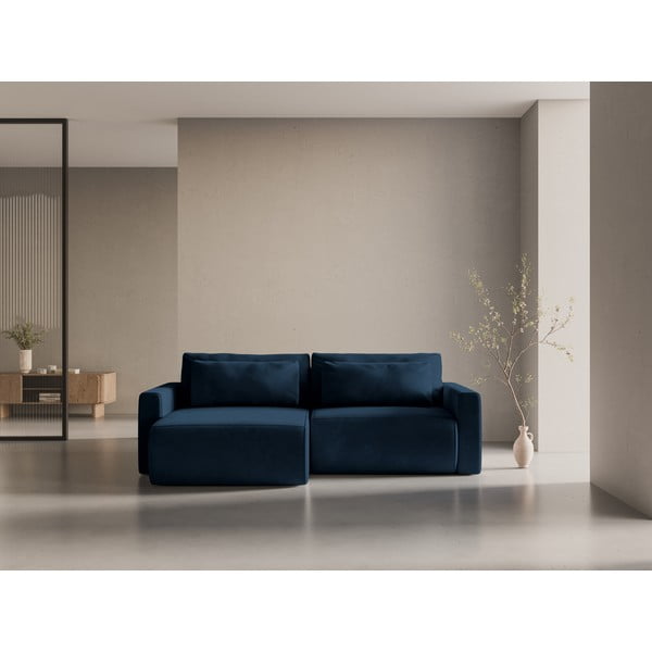 Tumši zils samta salokāms stūra dīvāns ar uzglabāšanas vietu Belfast – Cosmopolitan Design-image-1