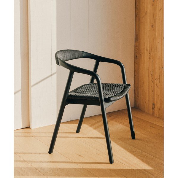 Melns pusdienu krēsls ar roku balstiem Derile – Kave Home-image-1