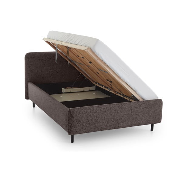 Antracīta pelēka polsterēta divvietīga gulta ar veļas kasti ar redelēm 140x200 cm Primo – Meise Möbel-image-3