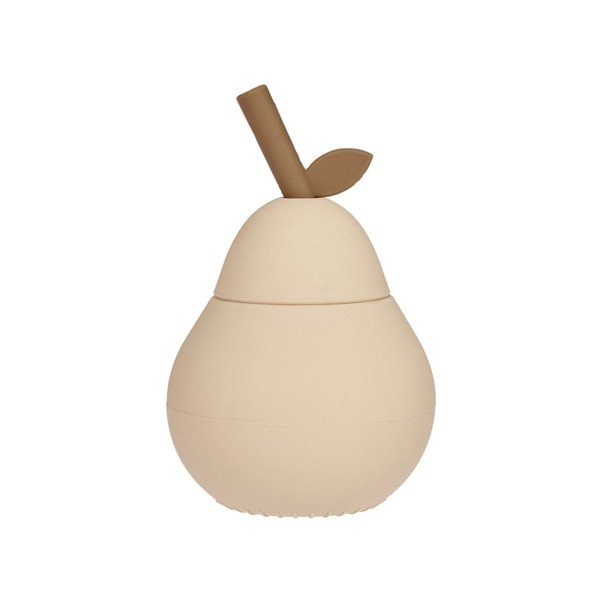 Krēmkrāsas silikona bērnu krūze Pear – OYOY Mini