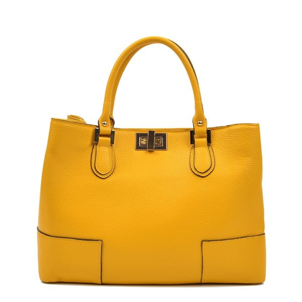 Dzeltena ādas somiņa Anna Luchini, 26,5 x 38 cm