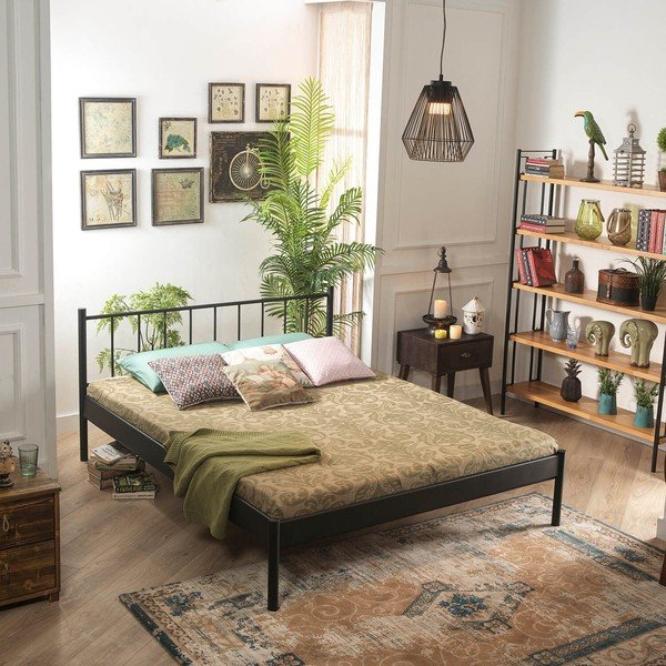 Melna metāla divvietīga gulta ar režģi 160x200 cm Falez – Kalune Design-image-3