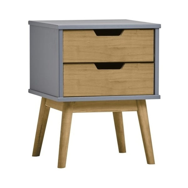 Pelēkbrūns priedes masīvkoka naktsgaldiņš Marckeric Baku-image-2