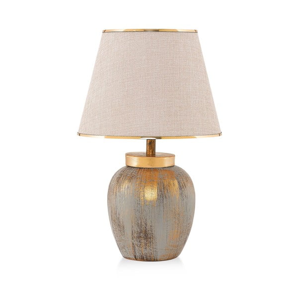 Krēmkrāsas/zelta krāsas galda lampa ar auduma abažūru (augstums 47 cm) Yakamoz – Opviq lights-image-2