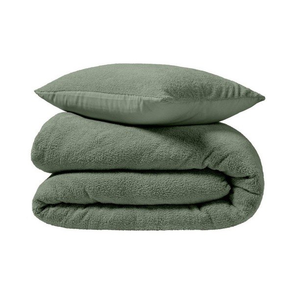 Zaļa divguļamā mikroplīša gultas veļa 240x220 cm Helena – douceur d'intérieur