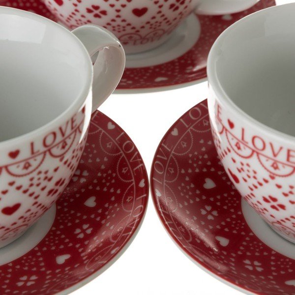 Sarkanbalts 4 porcelāna tējas tasīšu komplekts ar statīvu Unimasa-image-2