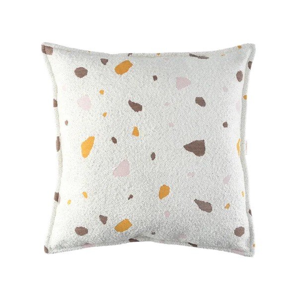 Krēmkrāsas bērnu dīvāna spilvens no buklē/šenila auduma Terrazzo Block – Wigiwama