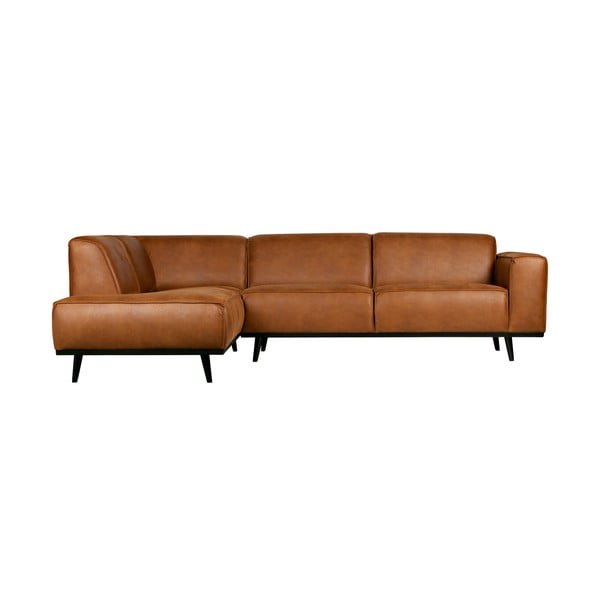 Konjaka brūns mākslīgās ādas stūra dīvāns BePureHome Statement, kreisais stūris