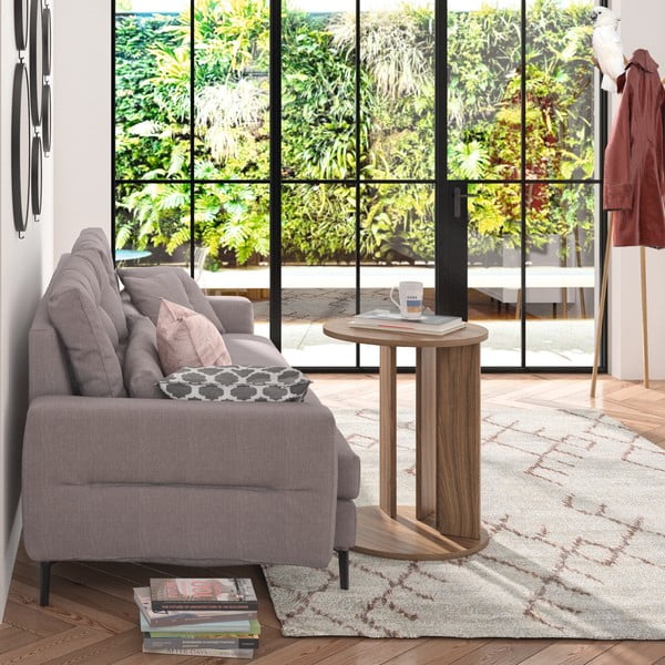 Apaļš žurnālgaldiņš ar riekstkoka imitācijas virsmu ø 50 cm Nora – TemaHome-image-1