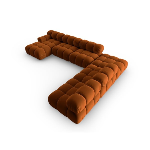 Oranžs samta dīvāns 379 cm Bellis – Micadoni Home-image-4