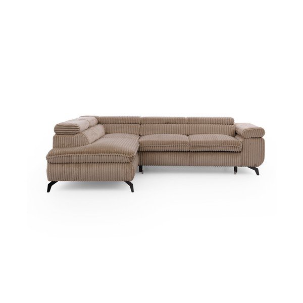 Brūns velveta stūra dīvāns (ar kreiso stūri/L veida) Marbeya  – Ropez