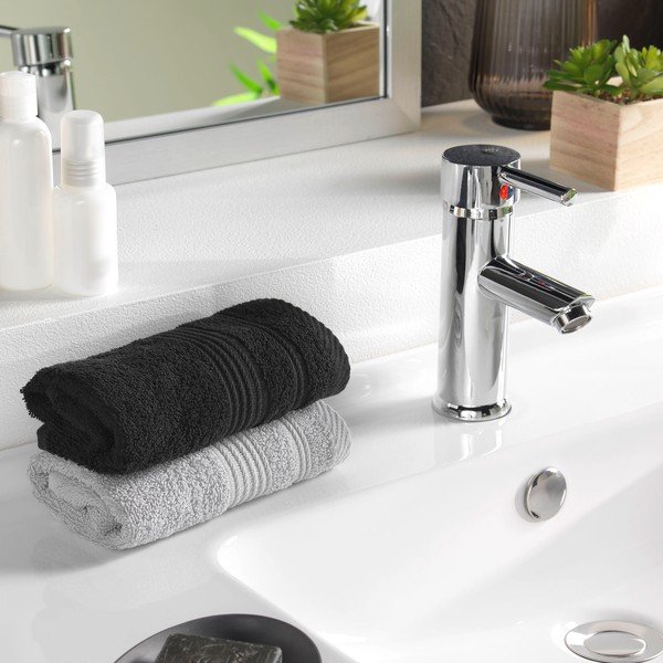 Melns frotē kokvilnas dvielis 30x50 cm Tendresse – douceur d'intérieur-image-1