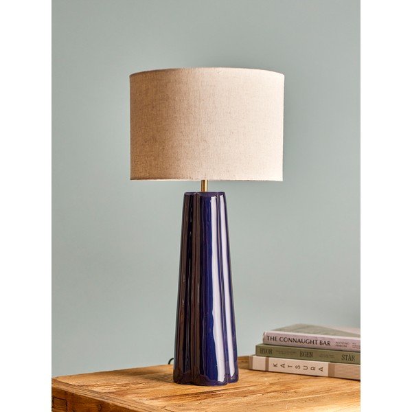 Zila/krēmkrāsas metāla galda lampa ar auduma abažūru (augstums 61 cm) Cornelie – Bloomingville-image-2