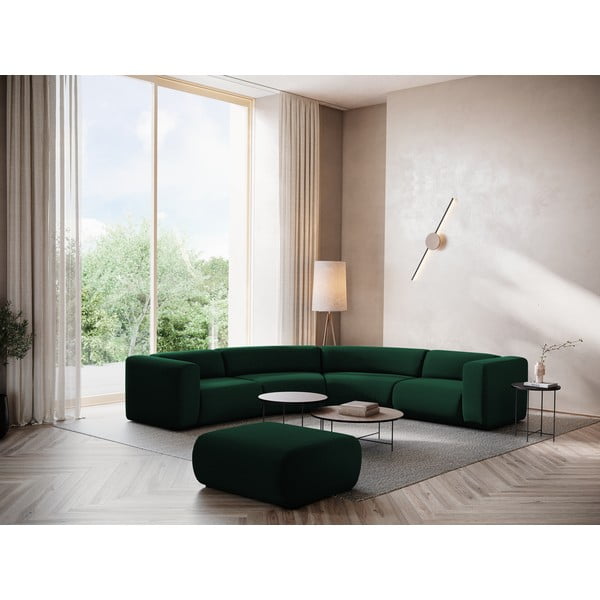 Tumši zaļš samta stūra dīvāns Ekahi – Makamii-image-1