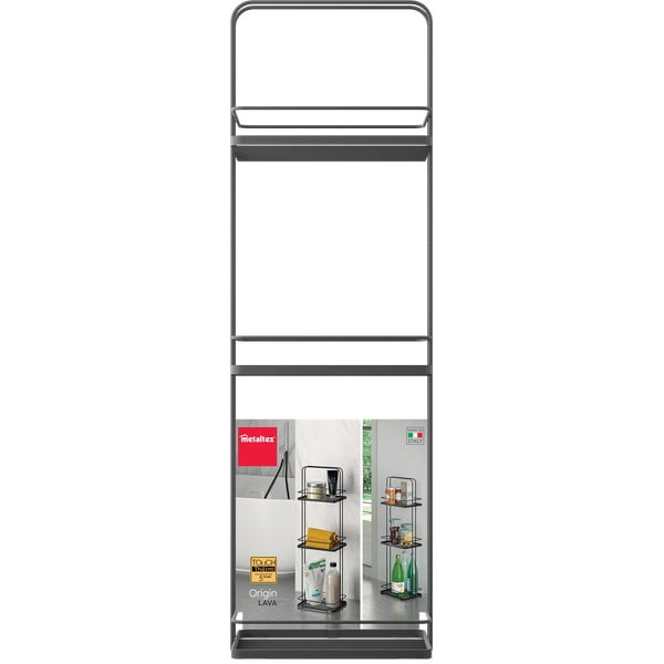 Matēti melns tērauda vannas istabas plaukts Lava – Metaltex-image-4