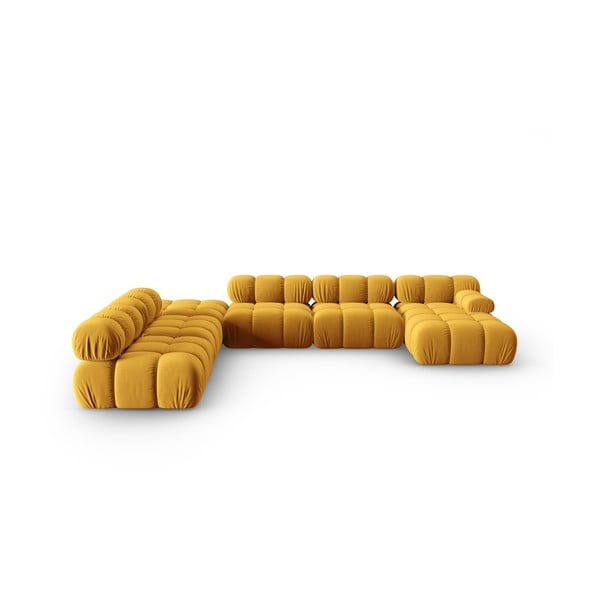 Dzeltens samta dīvāns 379 cm Bellis – Micadoni Home