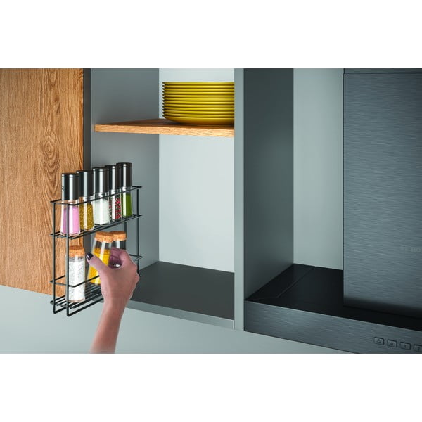 Melns izvelkams sienas plaukts garšvielām Metaltex Lava-image-1