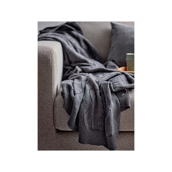 Pelēks adīts pleds 130x170 cm Gentle – Södahl-image-2