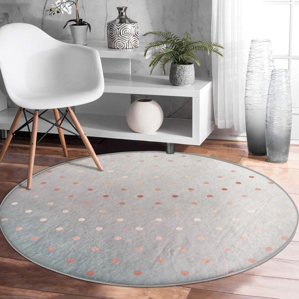 Pelēks/vara krāsas mazgājams robotu putekļu sūcējiem piemērots apaļš paklājs ø 80 cm Comfort – Mila Home-image-2