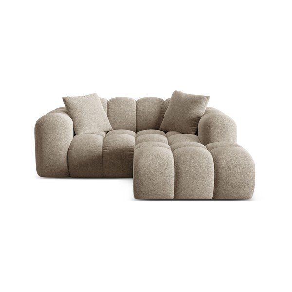 Gaiši brūns stūra dīvāns no šenila auduma (ar labo stūri/ar zvilni) Treno – Cosmopolitan Design