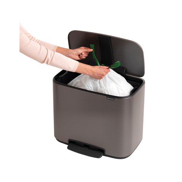 Pelēka tērauda atkritumu tvertne ar pedāli 36 l Bo – Brabantia-image-3