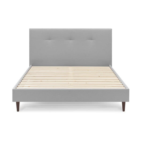 Gaiši pelēka mīksta divguļamā gulta ar režģi 180x200 cm Tory – Bobochic Paris-image-1