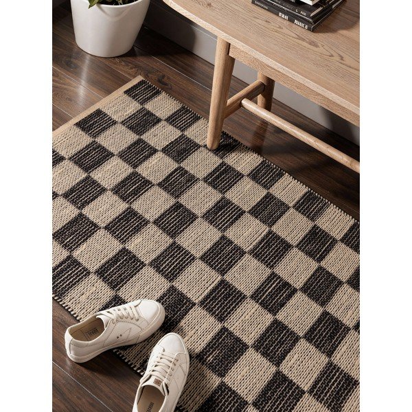 Melns/krēmkrāsas ar rokām darināts celiņa paklājs no džutas maisījuma 80x200 cm Rex – Hanse Home-image-3