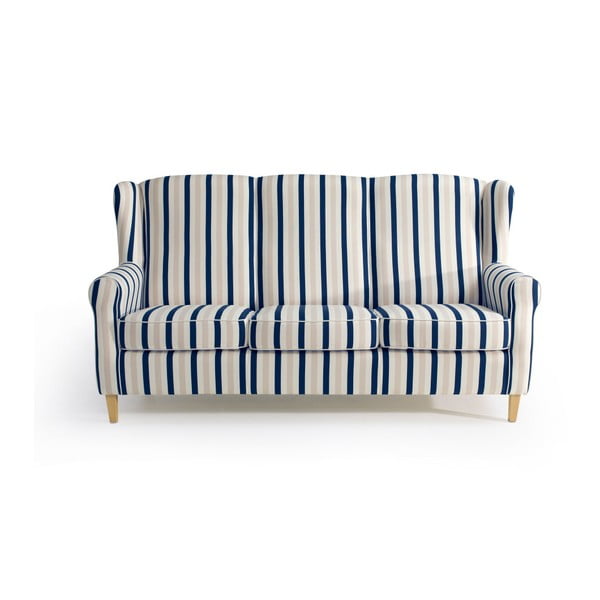 Zili balti svītrains dīvāns Max Winzer Lorris, 193 cm