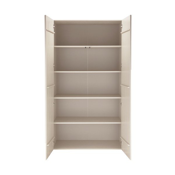 Gaiši pelēks priedes masīvkoka drēbju skapis 110x200x57 cm Rain – WOOOD-image-3