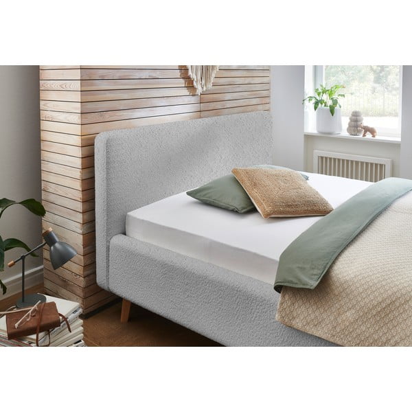 Gaiši pelēka polsterēta divvietīga gulta bez režģa 160x200 cm Mattis – Meise Möbel-image-1